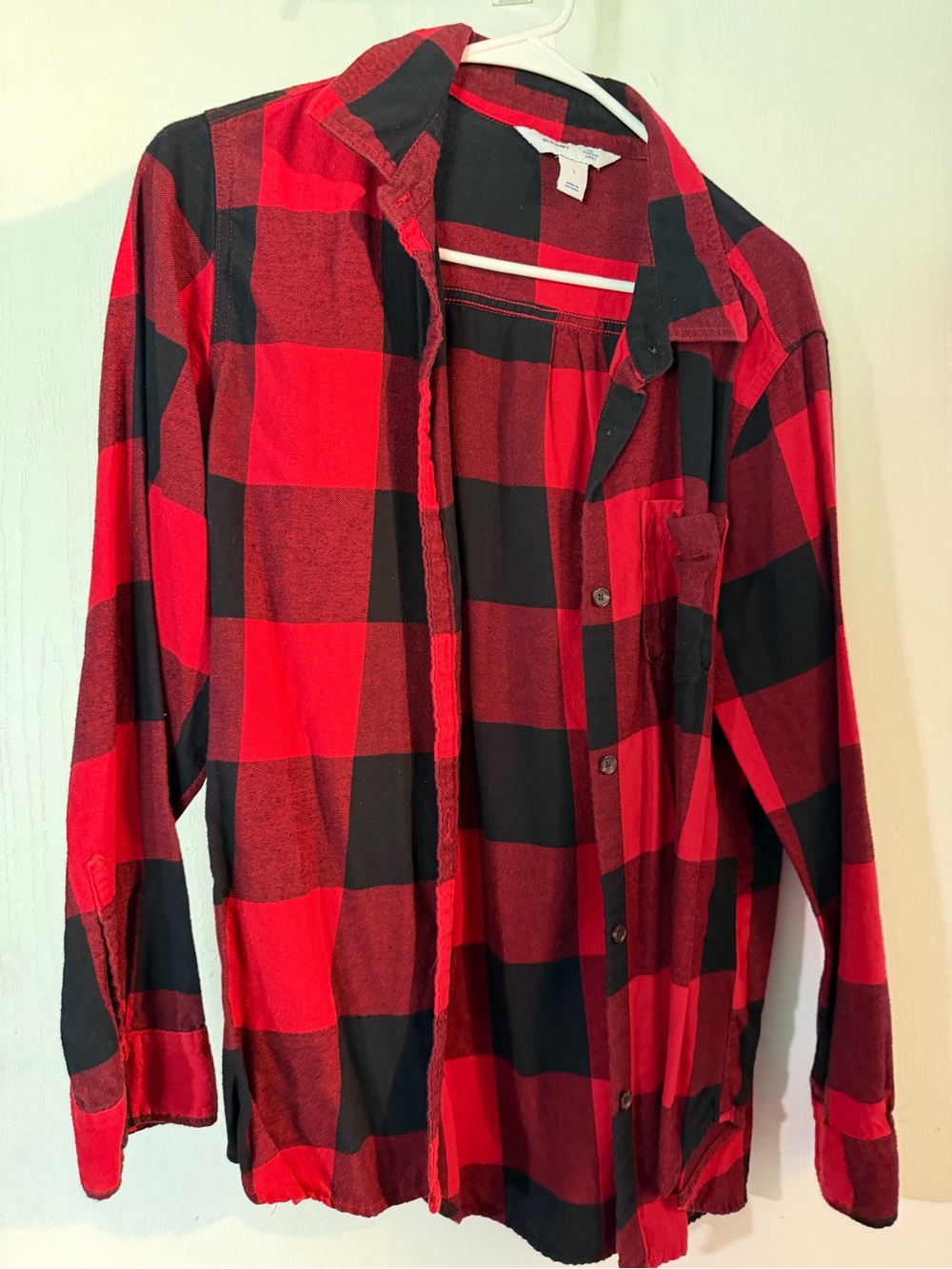 Old Navy Red and Black Buffalo Plaid Button-Down Shirt